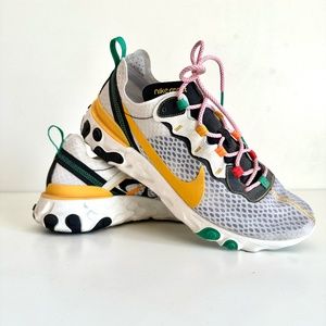 Nike React Element 55 Athletic Running Shoe Men Size 11.5 CK9288-100 White Yello
